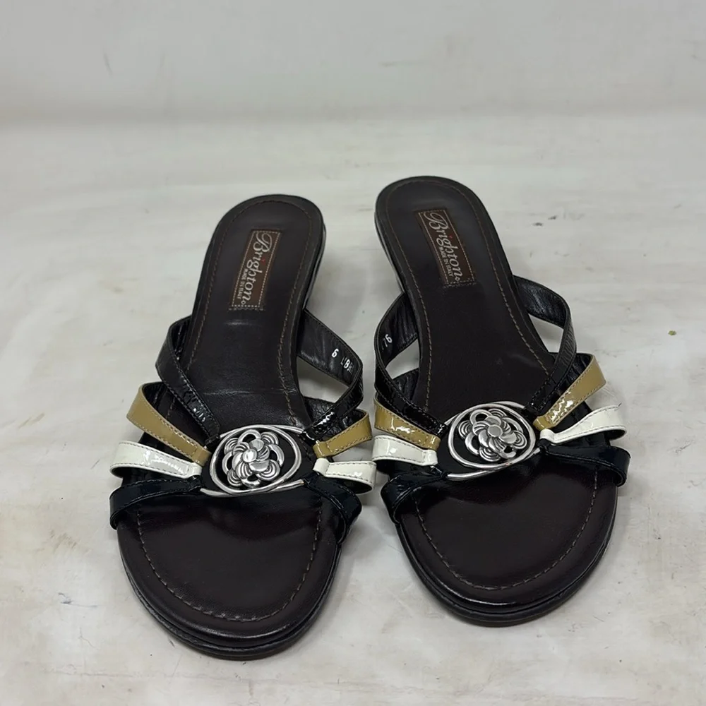 Brighton lebra leather slides with small heel - Picture 4 of 5